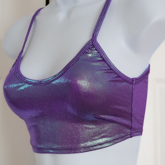 J. Valentine Purple Pulsing Holo Tank Top Crop Top SIZE S - Picture 5 of 8